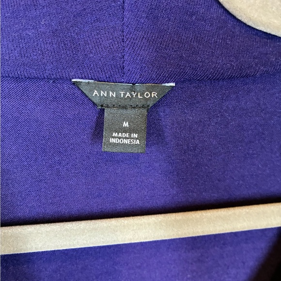 Ann Taylor Deep Purple Long Sleeve Blouse Featuring a Faux Wrap Style Sz Medium - Picture 5 of 6
